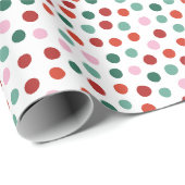 Pink Red Polka Dots Pattern Weihnachten Geschenkpapier (Rolleneckpunkt)