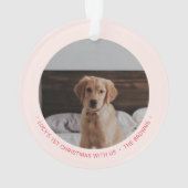 Pink & Red Puppy Dog Erstes Weihnachtsfest Foto Ornament (Rückseite)