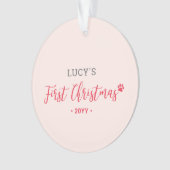 Pink & Red Puppy Dog Erstes Weihnachtsfest Foto Ornament (Vorderseite)
