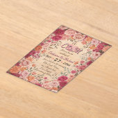 Pink & Red Romantic Rose Spring Floral Wedding Acryleinladungen (Ablage )