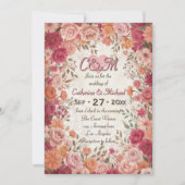 Pink & Red Romantic Rose Spring Floral Wedding Einladung (Vorderseite)