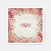 Pink & Red Romantic Rose Spring Floral Wedding Serviette (Vorderseite)
