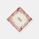Pink & Red Romantic Rose Spring Floral Wedding Serviette (Ecke)