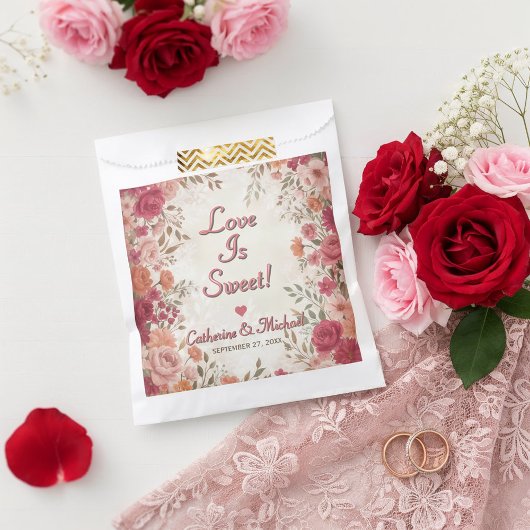 Pink & Red Romantic Rose Spring Wedding  Geschenktütchen