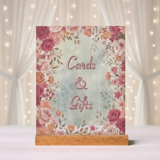 Pink & Red Romantic Spring Floral Wedding Acrylschild