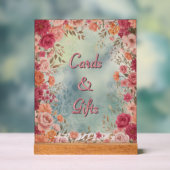 Pink & Red Romantic Spring Floral Wedding Acrylschild (Neutral)