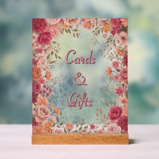 Pink & Red Romantic Spring Floral Wedding Acrylschild (Neutral)