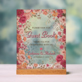 Pink & Red Romantic Spring Wedding Guestbook Acrylschild (Neutral)