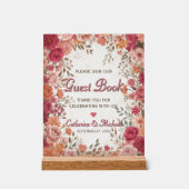 Pink & Red Romantic Spring Wedding Guestbook Acrylschild (Vorderseite)