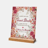 Pink & Red Romantic Spring Wedding Guestbook Acrylschild (Winkel)