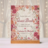 Pink & Red Romantic Spring Wedding Guestbook Acrylschild