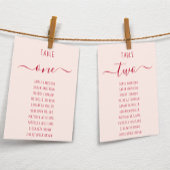 Pink & Red Script Simple Modern Seating Chart Card
