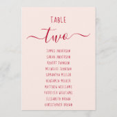 Pink & Red Script Simple Modern Seating Chart Card (Rückseite)