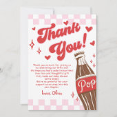 Pink Red She's Ready to Pop Baby Shower Dankeskarte (Vorderseite)