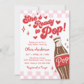 Pink Red She's Ready to Pop Baby Shower Einladung (Vorderseite)