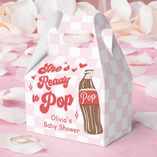 Pink Red She's Ready to Pop Baby Shower Geschenkschachtel (Hochzeit)