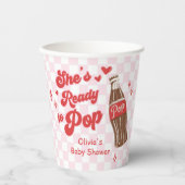 Pink Red She's Ready to Pop Baby Shower Pappbecher (Vorderseite)