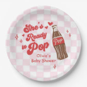 Pink Red She's Ready to Pop Baby Shower Pappteller (Vorderseite)