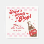 Pink Red She's Ready to Pop Baby Shower Serviette (Vorderseite)