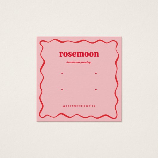 Pink Red Squiggle Modern Earring Display Card (Vorderseite)