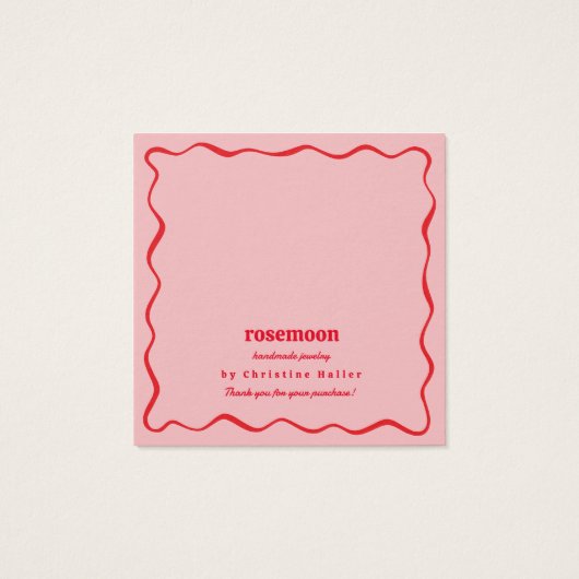 Pink Red Squiggle Modern Earring Display Card (Rückseite)