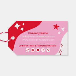 Pink Red Stars Custom Business Logo Social Media Geschenkanhänger