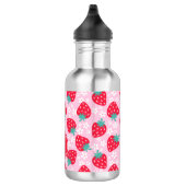 Pink Red Strawberries Floral Pattern Monogram Edelstahlflasche (Rechts)