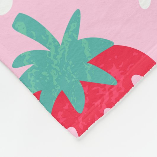Pink Red Strawberries Floral  Pattern Monogram Fleecedecke (Ecke)
