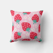 Pink Red Strawberries Floral Pattern Monogram Kissen (Rückseite)