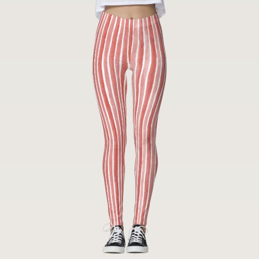 Pink Red Stripes Leggings (Vorderseite)