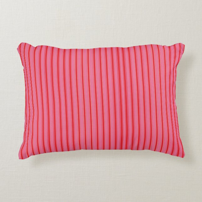 Pink Red Stripes, Modern, Elegant  Dekokissen (Vorderseite)