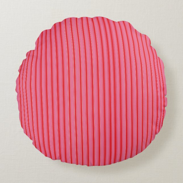 Pink Red Stripes, Modern, Elegant  Rundes Kissen (Vorderseite)