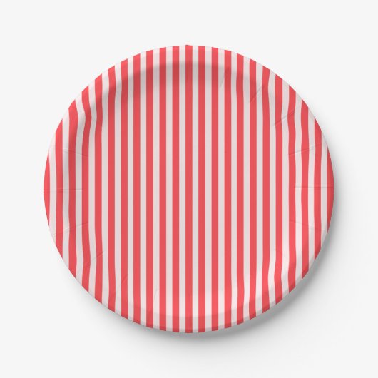 Pink Red Stripes Party Pappteller (Vorderseite)