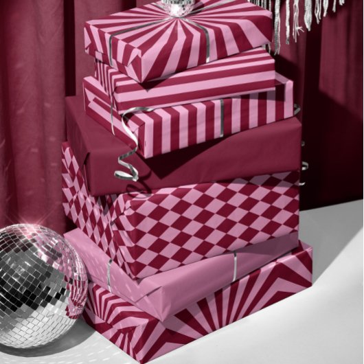 Pink red swirly Christmas Wrapping paper Geschenkpapier