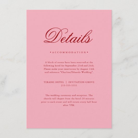Pink Red Valentines Elegant Neutral Details Card Begleitkarte (Vorderseite)