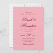 Pink Red Valentines Minimalist Script Wedding Einladung (Vorderseite)