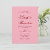Pink Red Valentines Minimalist Script Wedding Einladung (Stehend Vorderseite)