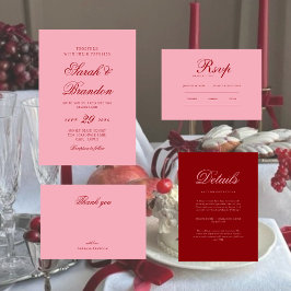 Pink Red Valentines Minimalist Script Wedding Einladung