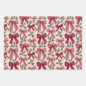 Pink Red Vintag Bows Weihnachten Geschenkpapier Set (Vorderseite)