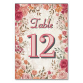 Pink & Red Vintage Spring Floral Wedding Tischnummer (Rückseite)
