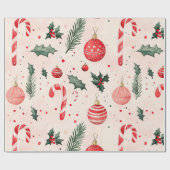 Pink Red Vintage Weihnachten Geschenkpapier (Flach)