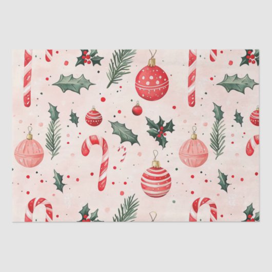 Pink Red Vintage Weihnachten Seidenpapier (Vorderseite)