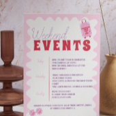 Pink Red Wavy Ibiza Hen Weekend Party Einladung