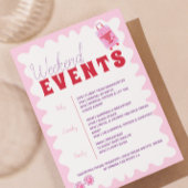 Pink Red Wavy Ibiza Hen Weekend Party Einladung