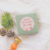 Pink & Red Whimsical Weihnachtsschneeflocken Famil Runder Aufkleber