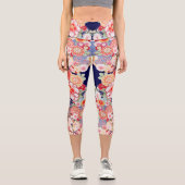 PINK RED WHITE BLUME Peony, Rose Japanisches Blume Capri Leggings (Vorderseite)