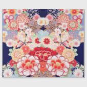 PINK RED WHITE BLUME Peony, Rose Japanisches Blume Geschenkpapier (Flach)