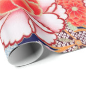PINK RED WHITE BLUME Peony, Rose Japanisches Blume Geschenkpapier (Rolleneckpunkt)