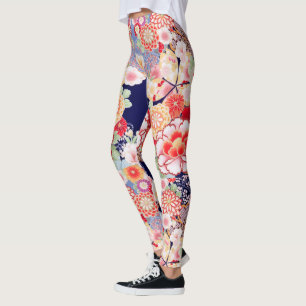 PINK RED WHITE BLUME Peony, Rose Japanisches Blume Leggings