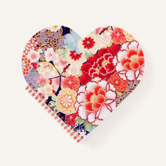 PINK RED WHITE BLUME Peony, Rose Japanisches Blume Notizblock (Vorderseite)